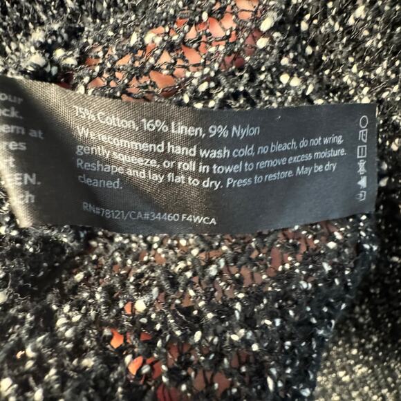 Eileen Fisher Medium Black White Speckled Sheer Knit Long Sleeve Top - Picture 3 of 5